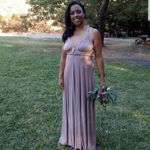 Lulu's Tricks of the Trade Taupe Maxi Dress